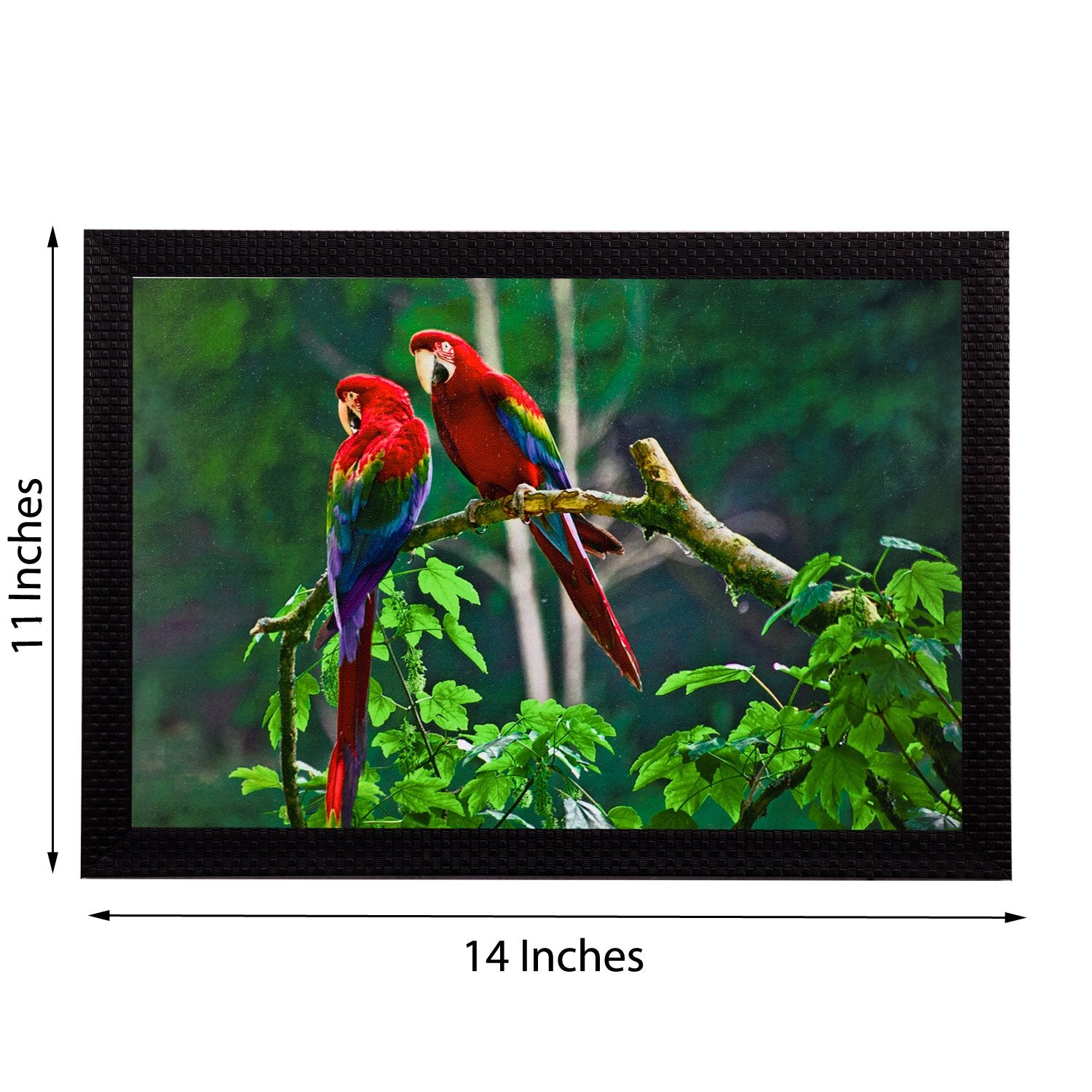 Ecraftindia Parrots Pair Uv Art Painting (Synthetic Wood, 36 Cm X 28 Cm, Satin Matt Texture)